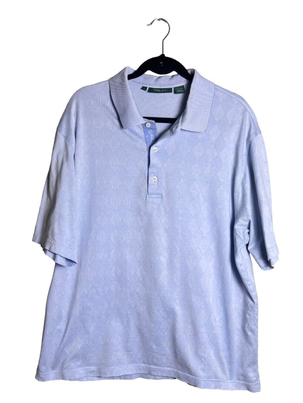 Bobby Jones Golf Polo Periwinkle Blue Argyle Geometric Grandpacore